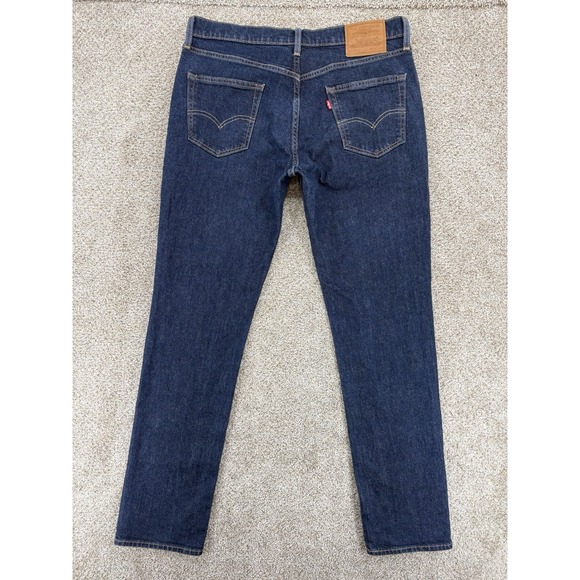 Levis Premium LOT 511 Jeans Mens 34x34 Blue Dark Wash Stretch Slim Straight Fit - Picture 2 of 12